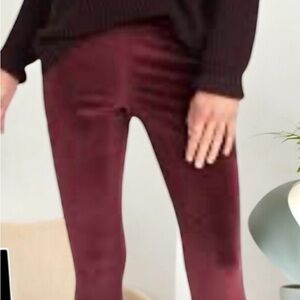 Free 🆕High Waisted Velvet Burgundy Leggings